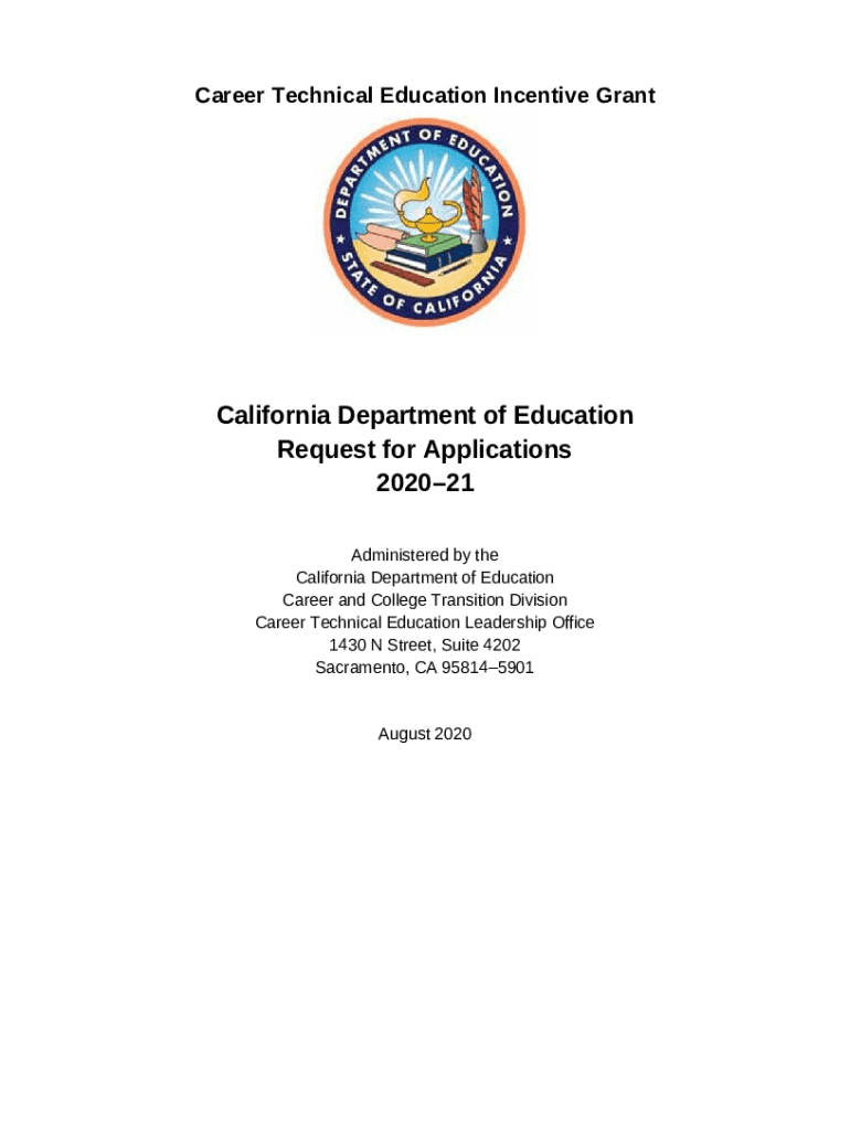 RFA20. Career Technical Education Incentive Grant (CTEIG) Request for