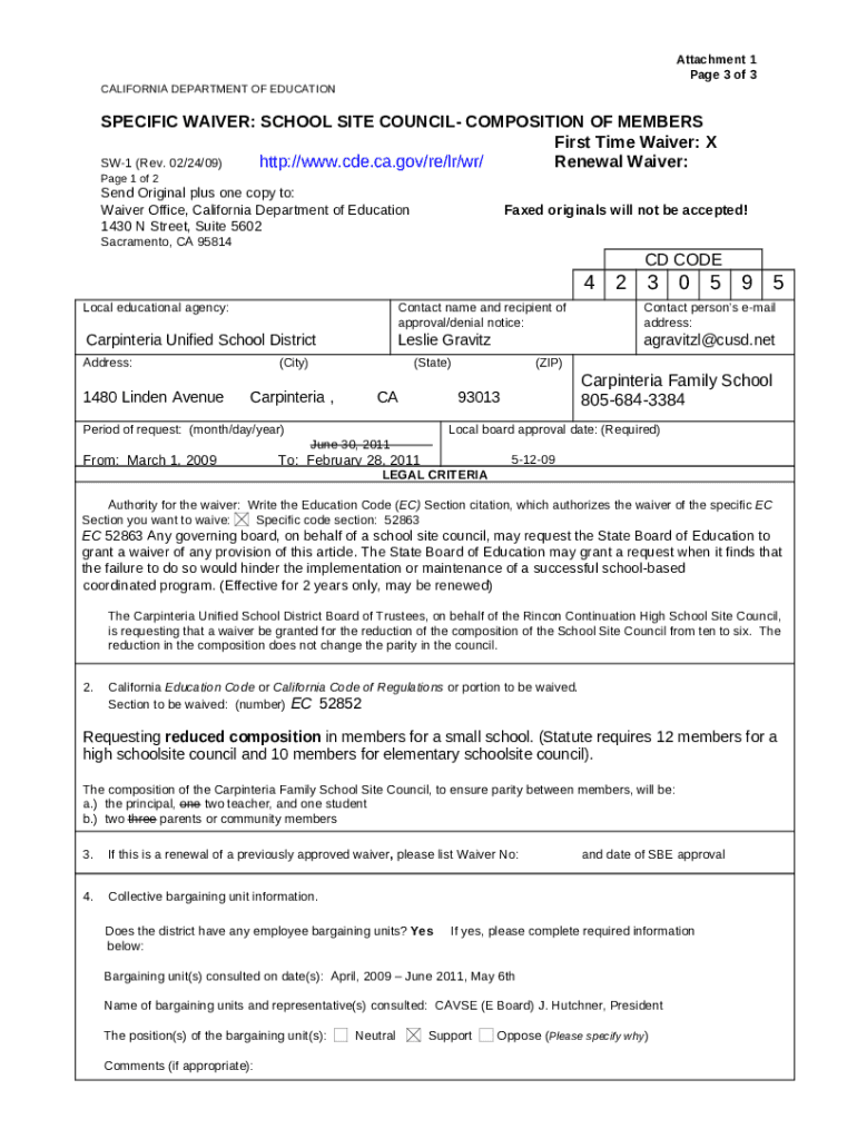 Carpinteria Unified School District Doc Template pdfFiller