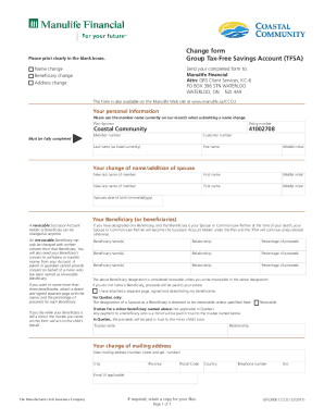 Fillable Online Manulife Change Form Gp0765e   Fill Online, Printable