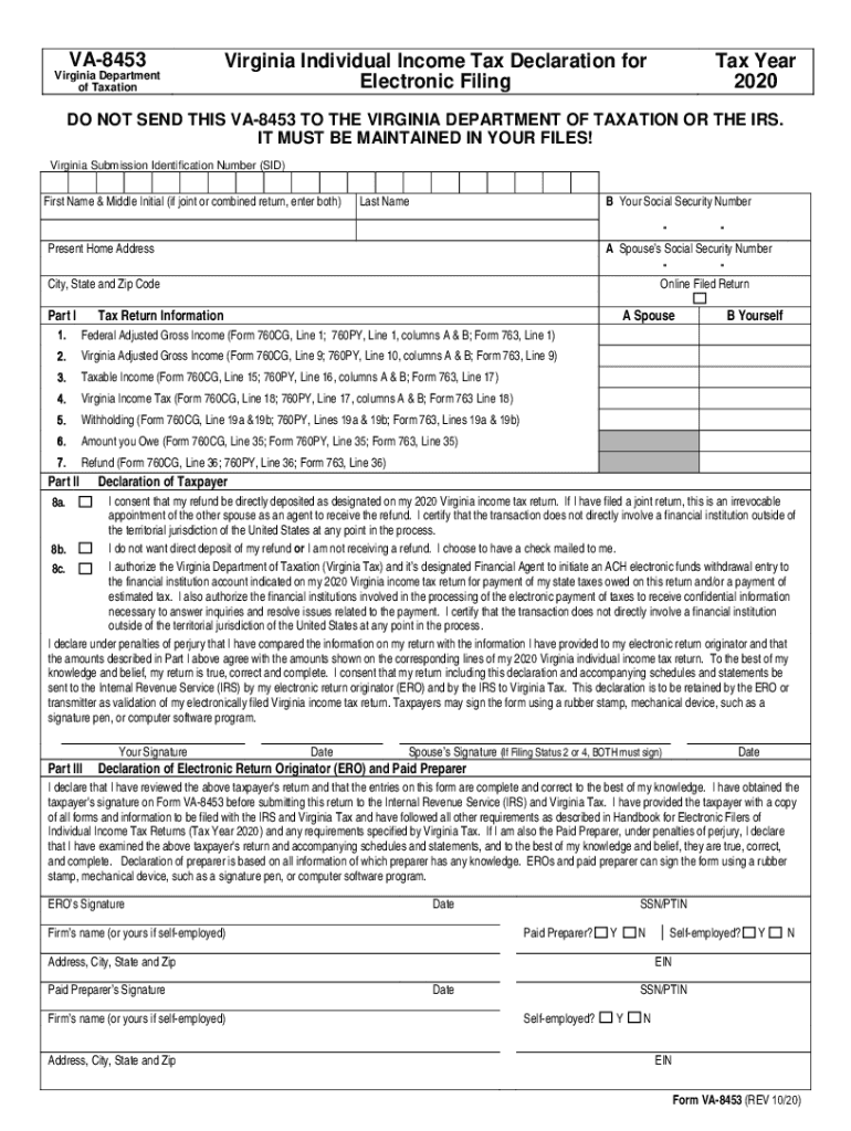 va individual income electronic filing Preview on Page 1