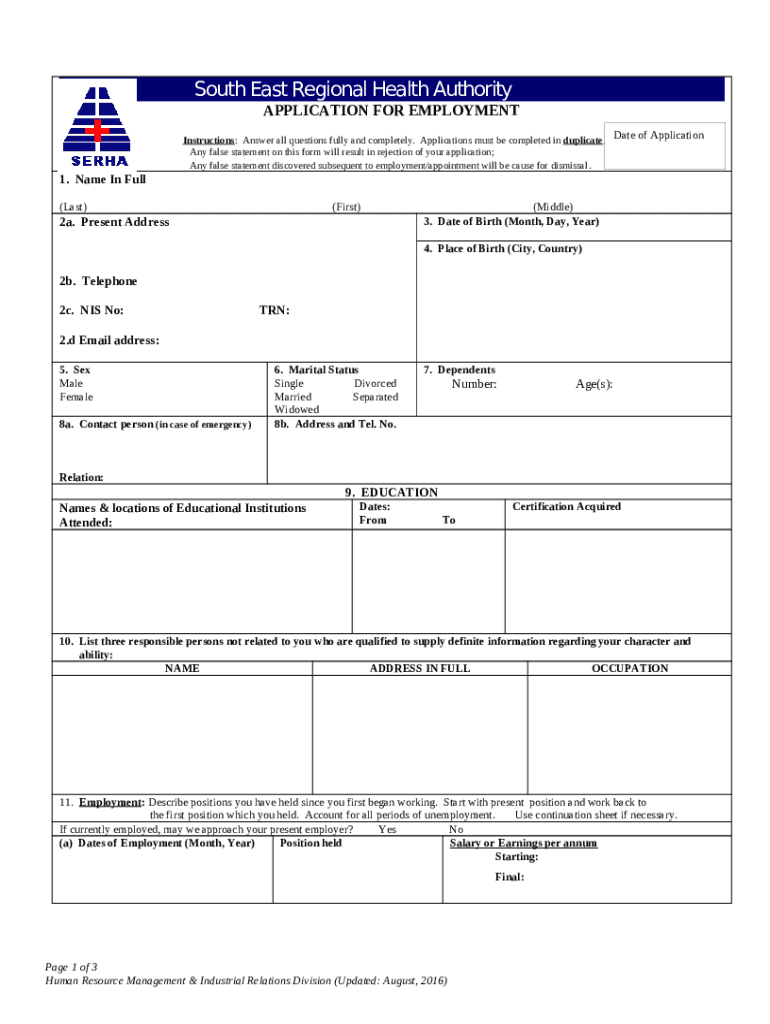 South East Regional Health Authority - SERHA Preview on Page 1