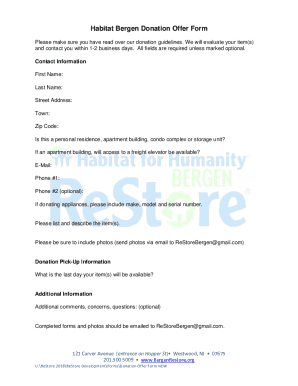 Fillable Online Free Habitat for Humanity Donation Receipt Template