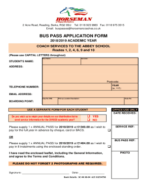 Fillable Online Home to School Transport 2018/2019 Academic Year Fax ...