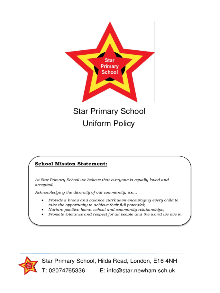 Fillable Online star newham sch Do free school uniforms help children