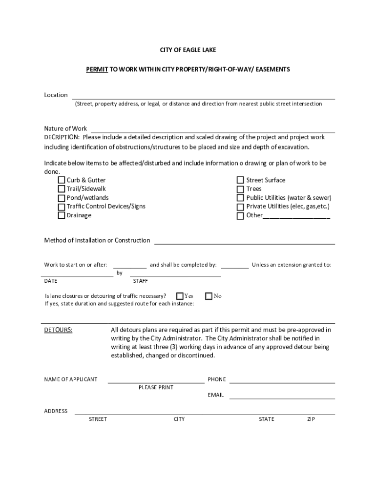 Fillable Online RIghtofWay Permit Form Fax Email Print pdfFiller