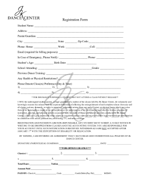 STUDENT REGISTRATION FORM - SCHOOLinSITES