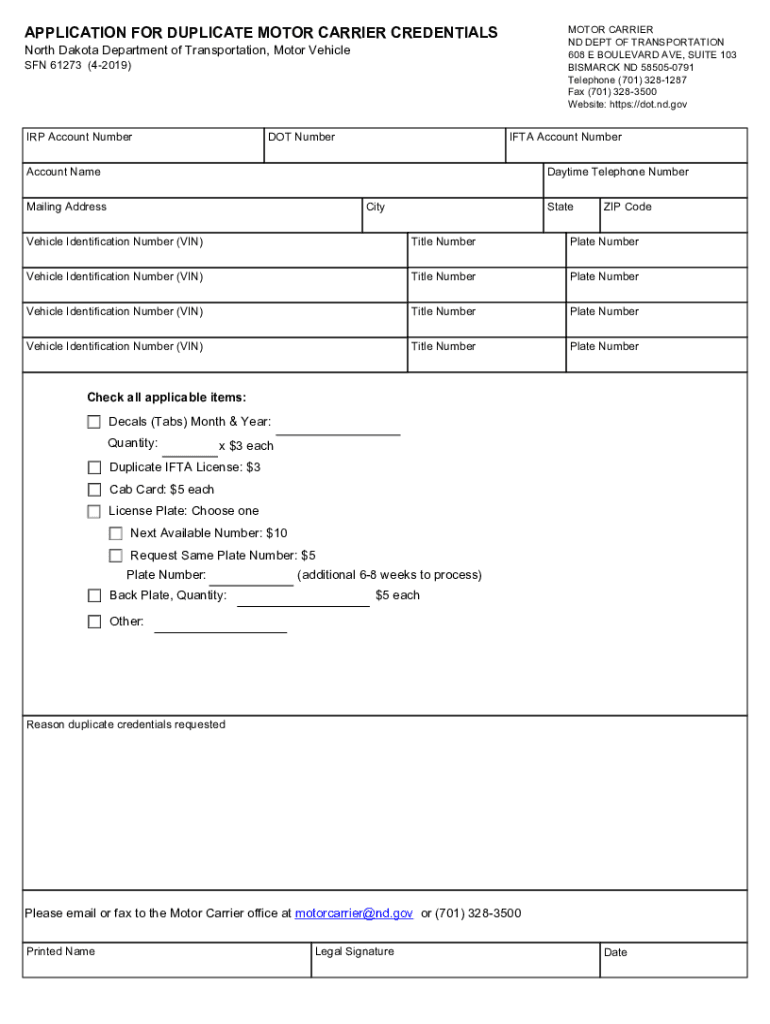 Fillable Online dot nd Motor Carrier ServicesSouth Dakota Department of