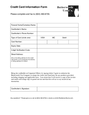 BUC credit card record form 10