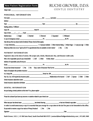 New Patient Registration Form - Deerfield Gentle Dentistry