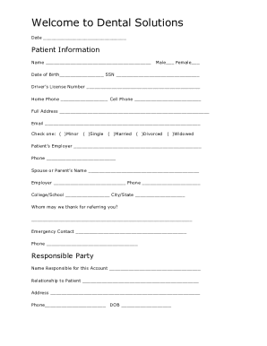 Date / / Patient Information Form Please answer the following ...