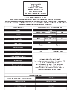 Event Measurement Form