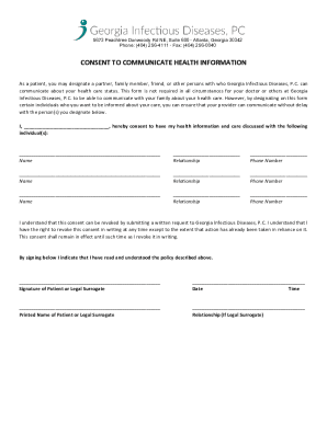 Consent to Communicate Health Information