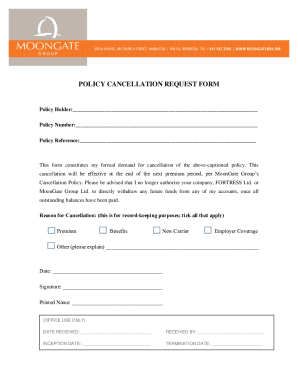 Policy Cancellation Request Form