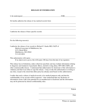 RELEASE OF INFORMATION - Medical Associates of Middletown