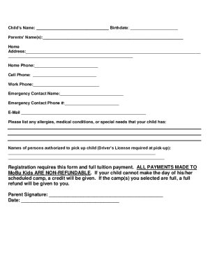 CHILDS APPLICATION FOR ENROLLMENT Date of Application ...