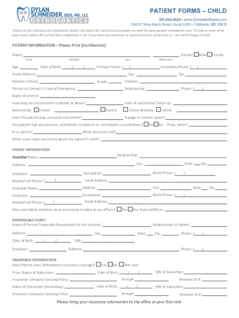 Fillable Online Patient FormsChildren's Community Pediatrics Fax Email