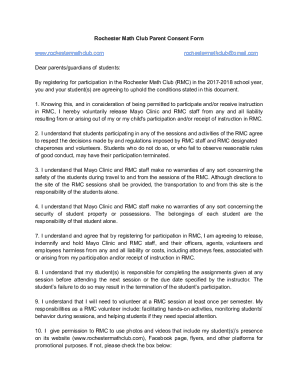 Rochester Math Club Parent Consent Form www ...