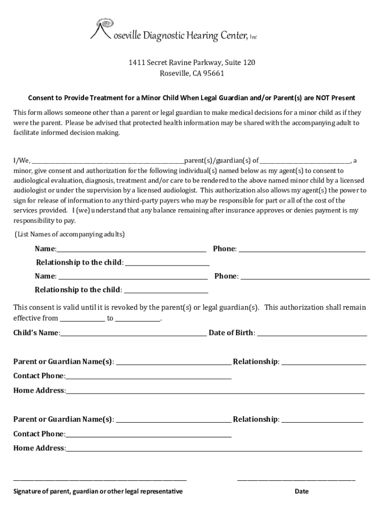 Fillable Online Roseville Diagnostic Hearing CenterHearing Aids In