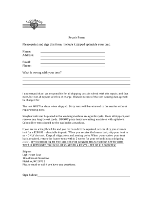 Repair Form - Shopify