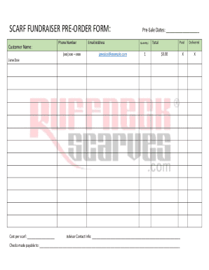 SCARF FUNDRAISER PRE-ORDER FORM: