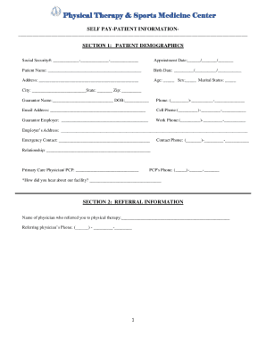 Physical Therapy Patient Information Form