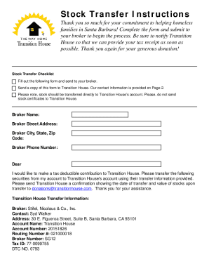 Stock Transfer Instructions Form