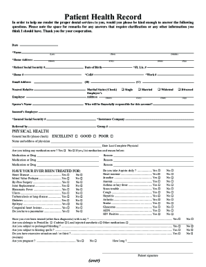 Fillable Online Dental Health Record Template - PDF TemplatesJotForm