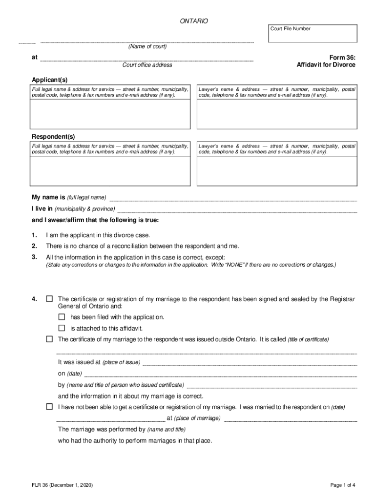 form 36 affidavit for divorce Preview on Page 1