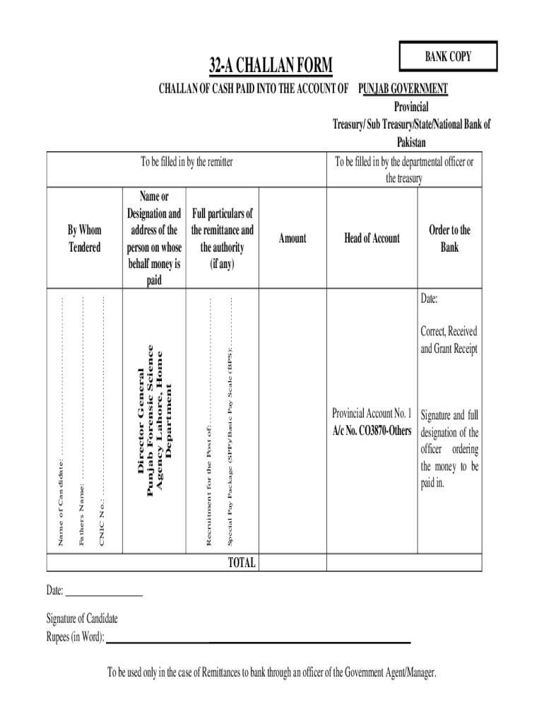 32-A Challan Form - Blank Fillable Template | Fill Out, Print ...