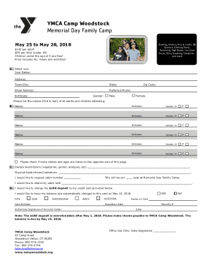 Fillable Online Cherokee Outdoor YMCA (Woodstock, GA)Camp - the ...