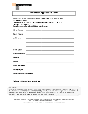 Fillable Online Fill - Free fillable Volunteer Application PDF form Fax Email Print - pdfFiller
