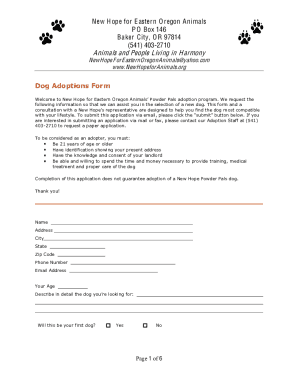 Fillable Online Dog Adoptions Form Fax Email Print - pdfFiller