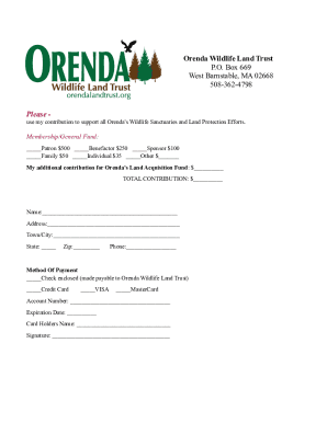 Orenda Wildlife Land Trust P.O. Box 669 West Barnstable, MA ...