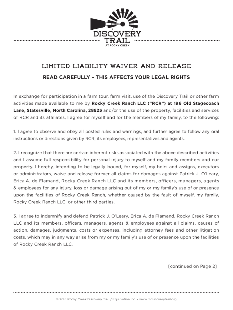 Fillable Online Generic Waiver of Liability Form eXtension Online