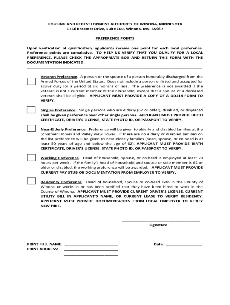 Fillable Online HOUSING AND REDEVELOPMENT AUTHORITY OF WINONA
