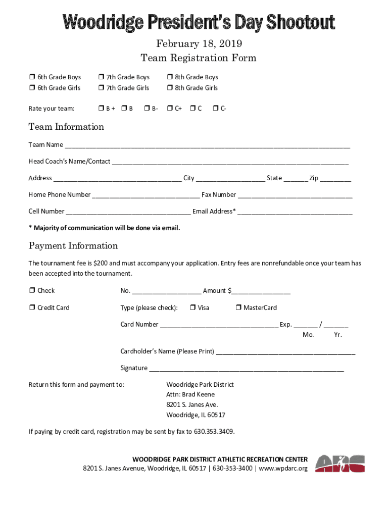 Fillable Online Programs and Registration Woodridge Park District