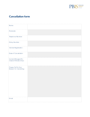 Cancellation form - Classic Car Insurance