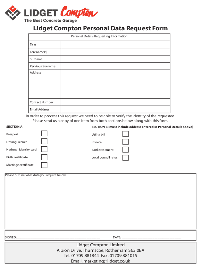 Fillable Online Personal Data Deletion Request Sample, Template Fax