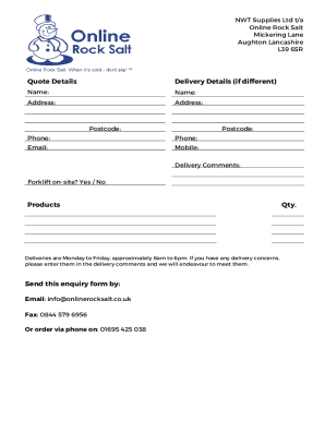 Quote Details Delivery Details (if different)