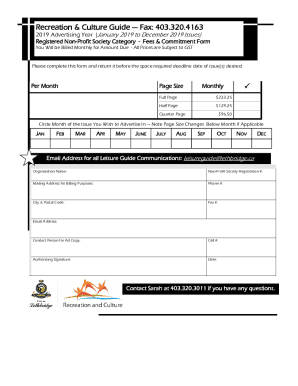2019 Recreation and Culture Guide Commitment Form.pub