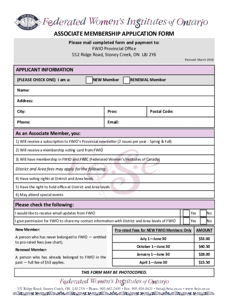 Fillable Online fwio on Please mail completed form and payment to: Fax ...