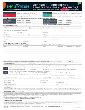 WORKSHOP + CONFERENCE REGISTRATION FORM / TAX INVOICE