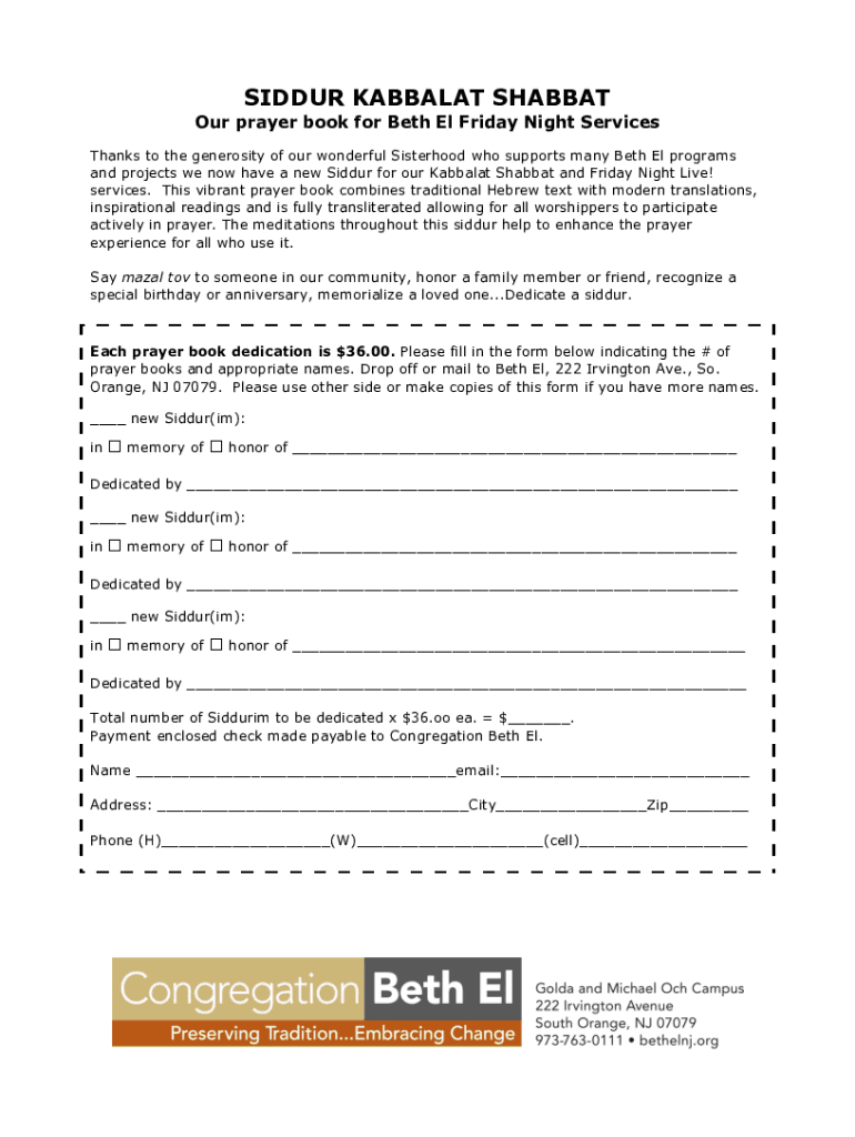 Fillable Online Kabbalat Shabbat Services - Welcome Max Edwards Fax ...