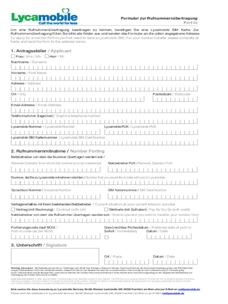 Formular Rufnummernmitnahme Aldi Talk Antrag Auf Rufnummernmitnahme - Fill Online, Printable, Fillable, Blank