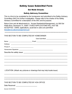 Safety Issue Submittal Form - delwebborlandoinfo.com