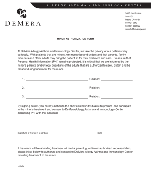 MINOR AUTHORIZATION FORM - DeMera Allergy