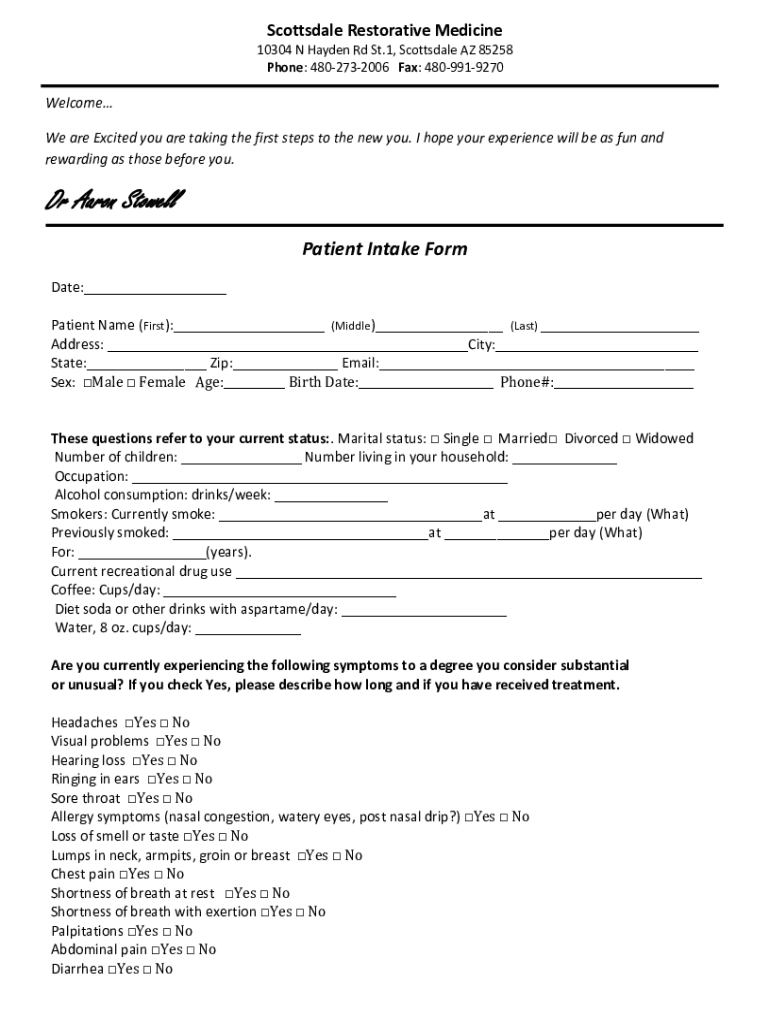 Fillable Online ADVANCED ORTHOPAEDICS & SPORTS MEDICINE MEDICAL INTAKE