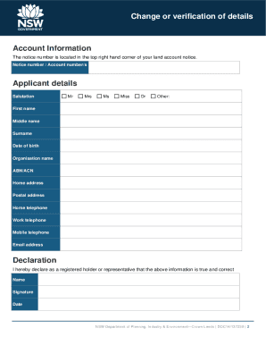 Fillable Online Change or Verification of Details Address and personal ...