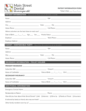 Dental Patient Information Form