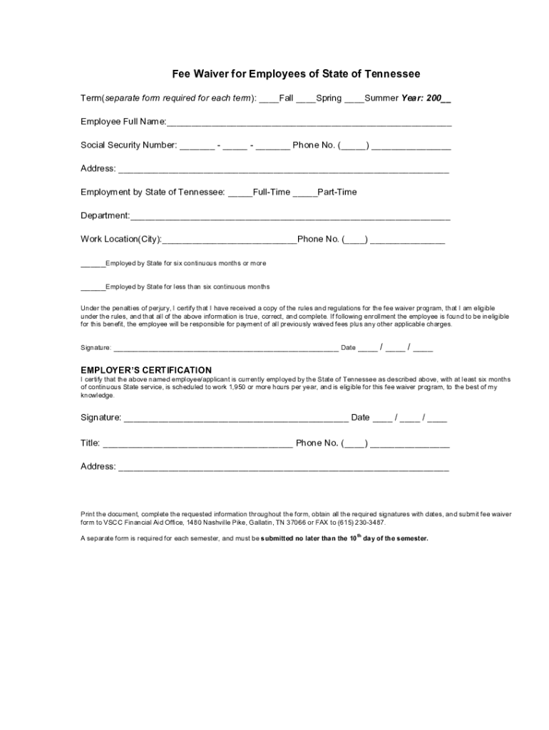 Fillable Online State of TN Employee Form.doc Fax Email Print pdfFiller
